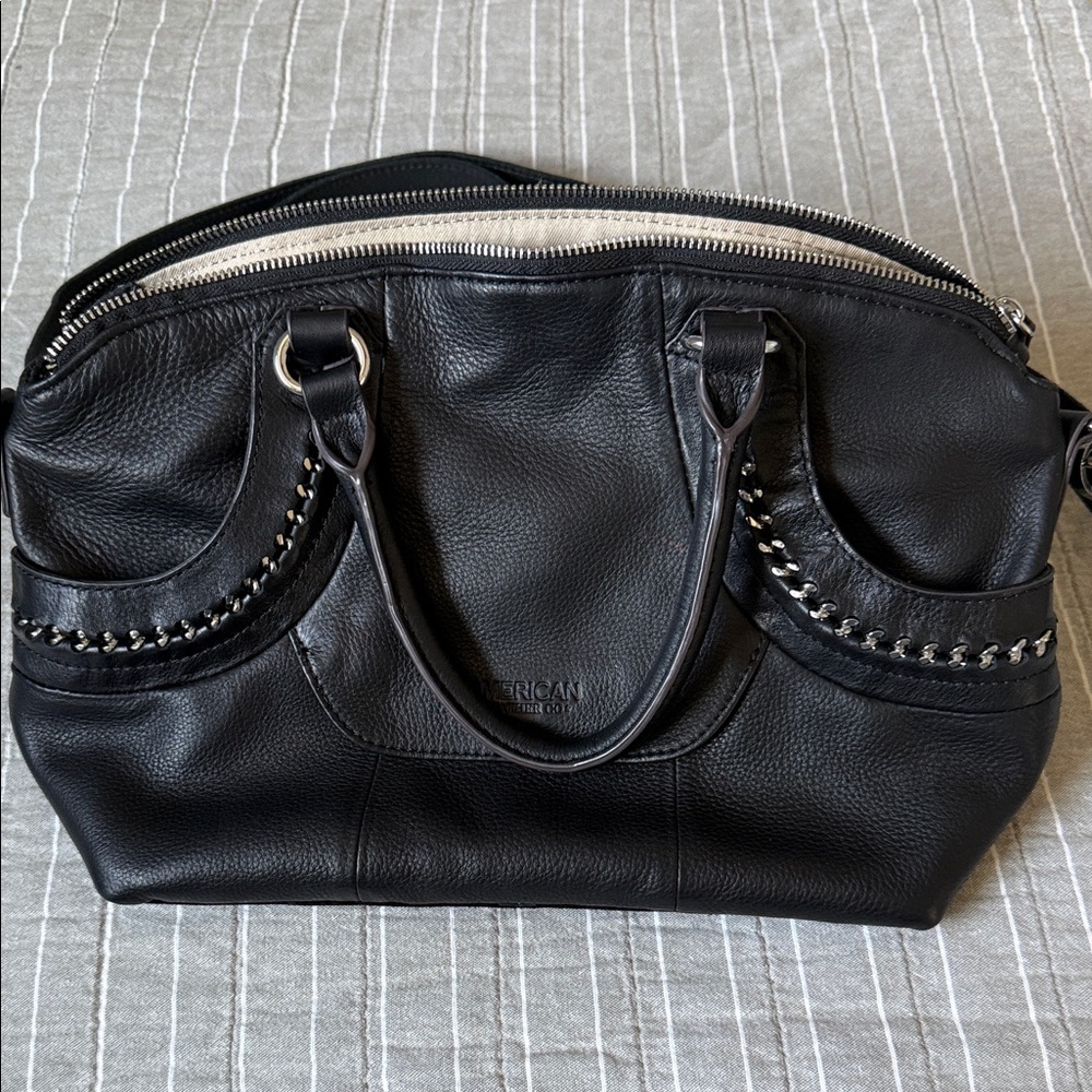 Chic Black Leather Satchel American Leather Co